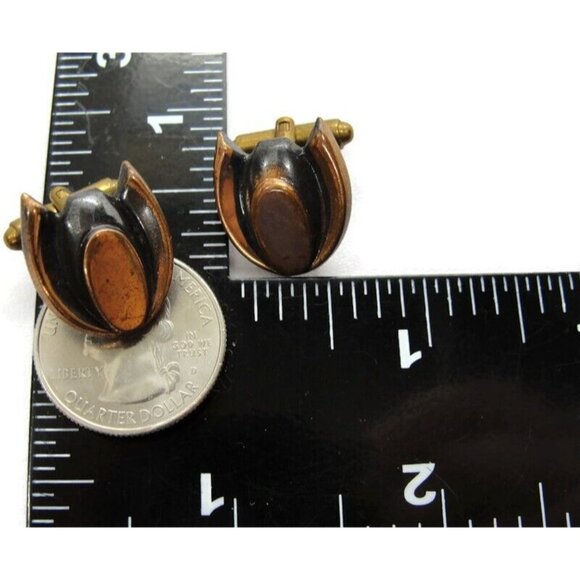 Vintage Modernist Cufflinks Copper Tone Unique Design  Shirt Accessories Wedding - Picture 12 of 13